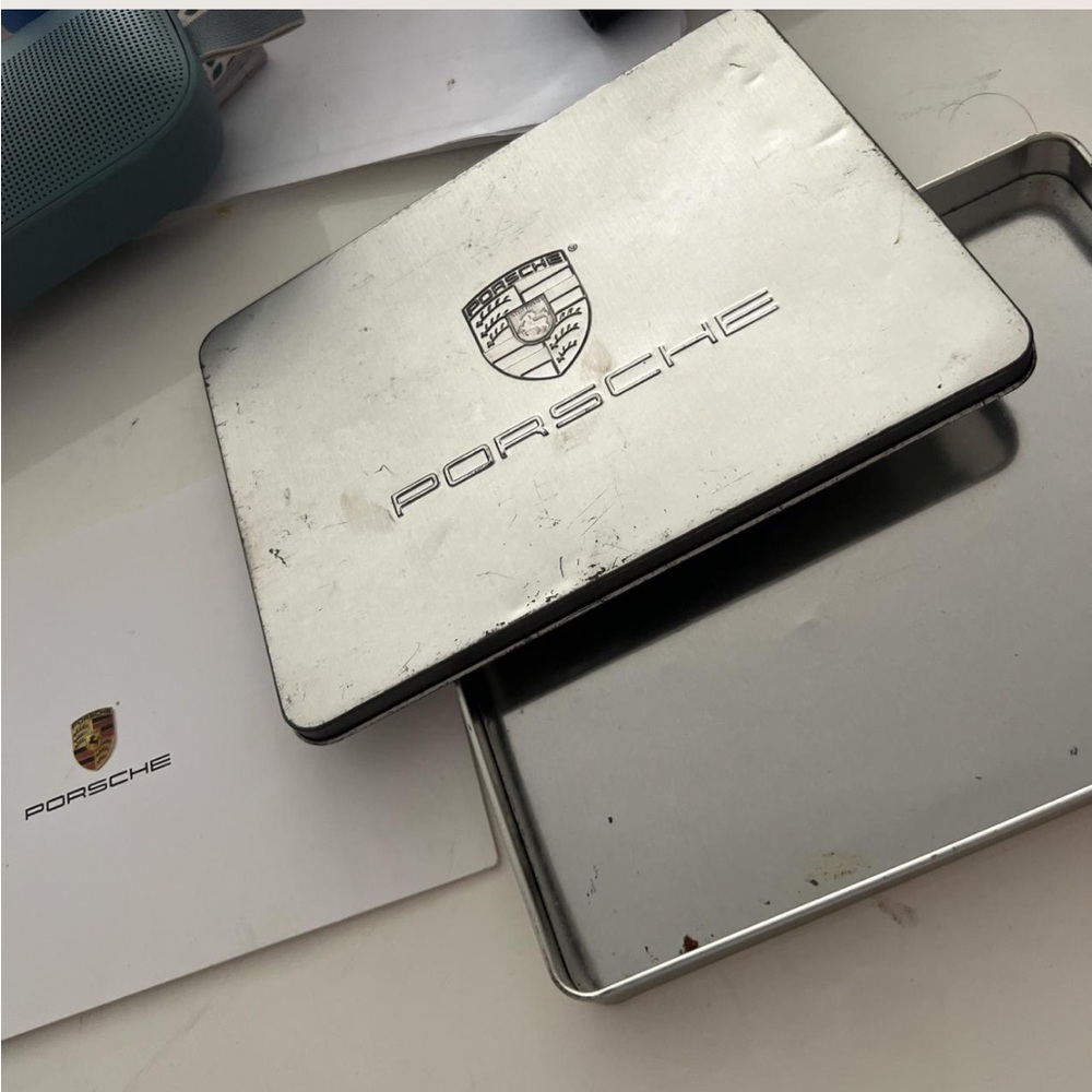 Porsche tin box with folder